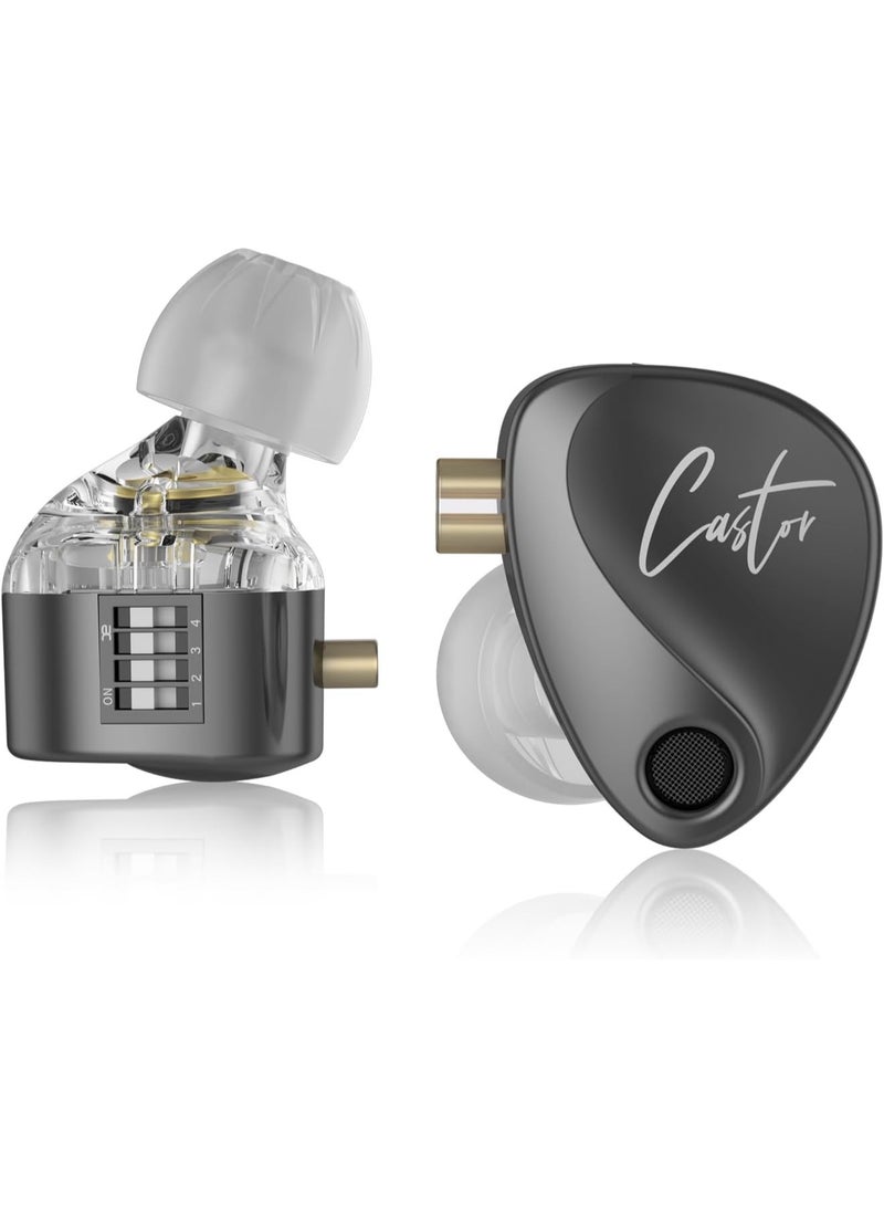 KZ Castor in Ear Monitor, Harman Bass Edition IEM with Dual Dynamic Drivers, Tunable Sound Wired Headphones Gaming Earbuds with 4-Level Adjusting Switch, Noise-isolating (Heavy Bass, Without Mic) - Image 1